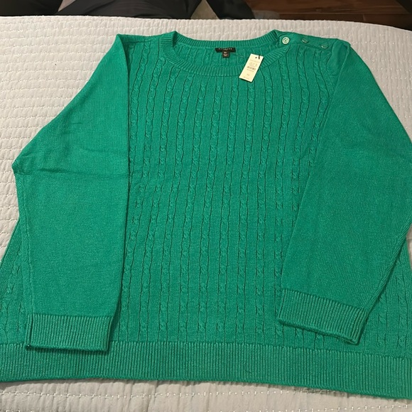 Talbots Woman Green Cable Knit Sweater 3X NWT - Picture 1 of 7